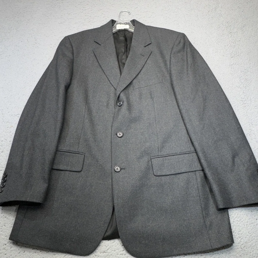 Brooks Brothers Blazer Mens 42R Gray Worsted Wool 3 Button Classic Sport Coat